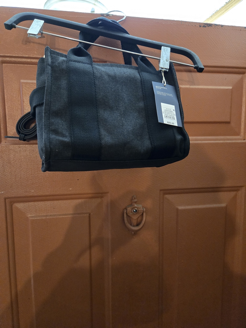 Black Women's Canvas Tote Bag with Shoulder Strap